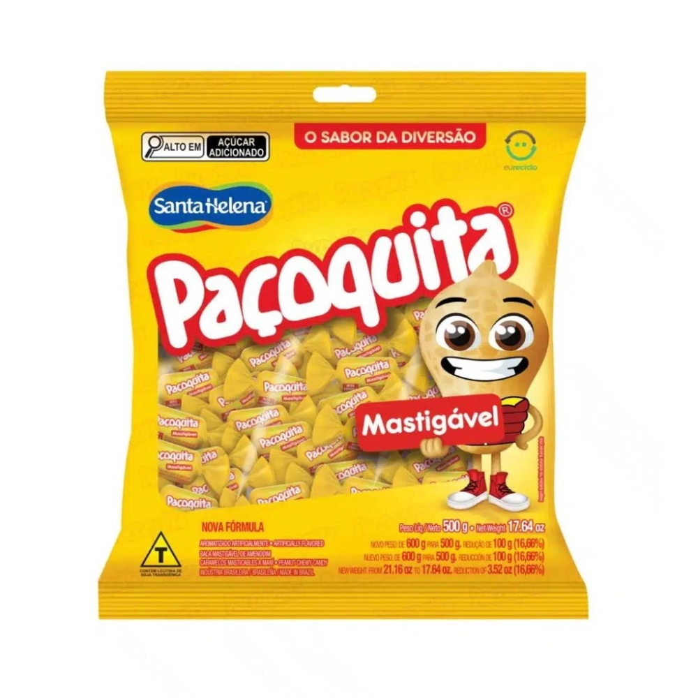 Bala de Amendoim Paçoquita Pacote 500g Santa Helena